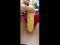 Point of view insertion porn features eighteen year old using corn to pleasure her tight cunt